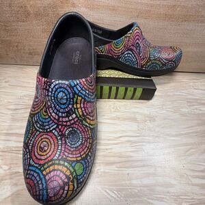 Crocs Women's On-The-Clock Work Slip On Shoes Size 8 Multicolor Swirl Comfort